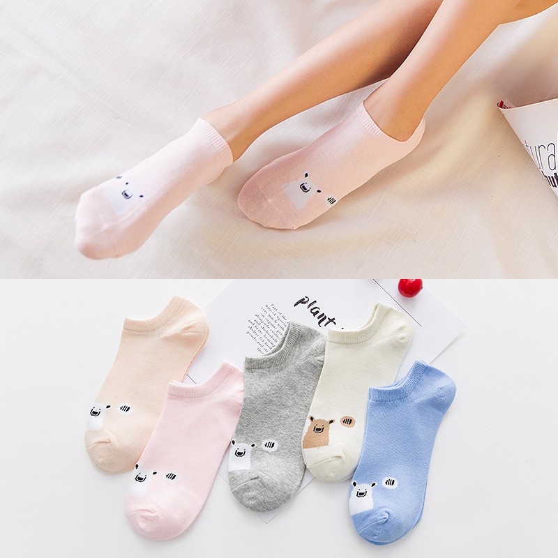 Vớ tất thuyến buốn hình gấu thêu chất liệu Cotton (VK 10)