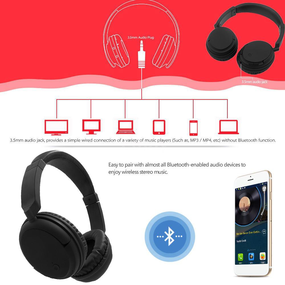 Tai nghe bluetooth chụp tai đầu cắm 3.5mm có thể dùng không/có dây | BigBuy360 - bigbuy360.vn