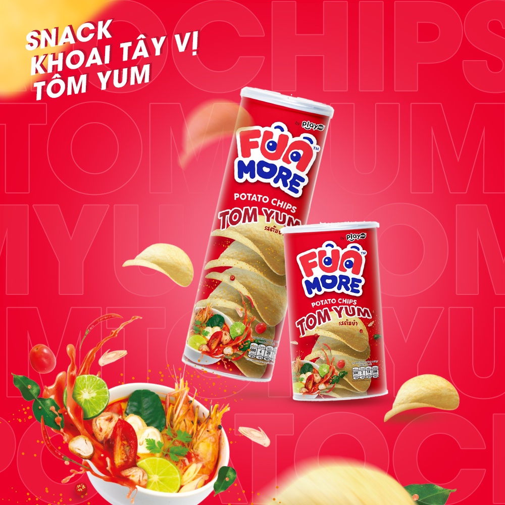 3 lon snack khoai tây chiên vị trứng muối, tôm yum, bơ mật ong Funmore 130g