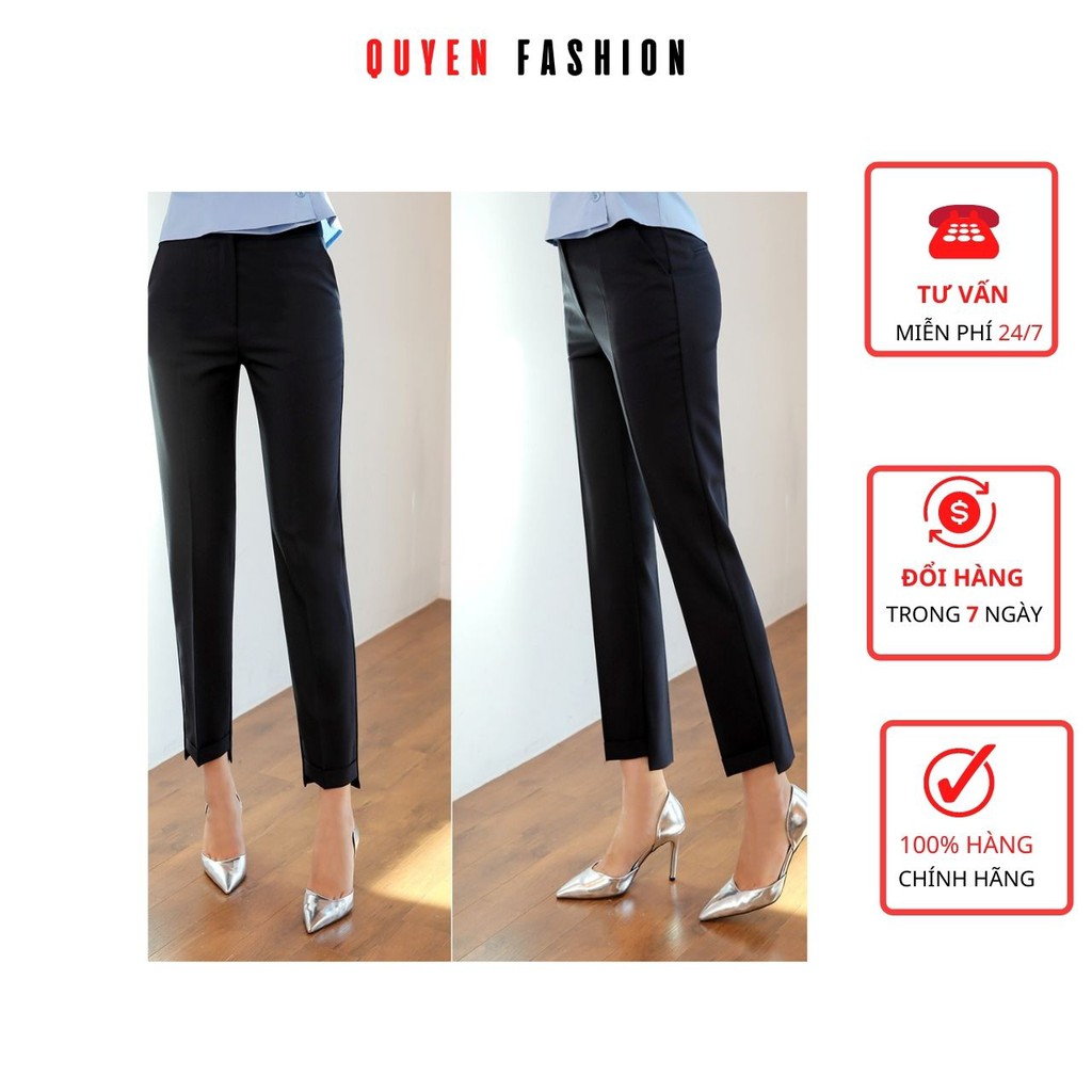 Quần Tây Nữ Công Sở Thòi Trang Quyên Fashion, Kiểu Ống Côn Đứng, Gấp Gấu Cao Thấp Quần  Âu Thanh Lịch QQ197