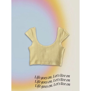 Croptop màu chất xốp cổ rộng