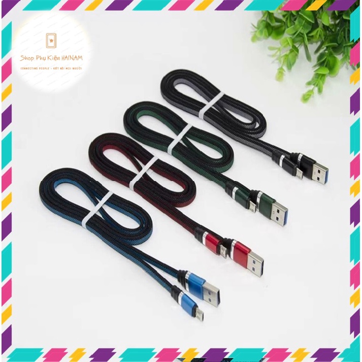 ⚡ Dây cáp bọc dù sạc nhanh Iphone, Samsung, Typec, micro - dây cáp lụa dù dài 1m