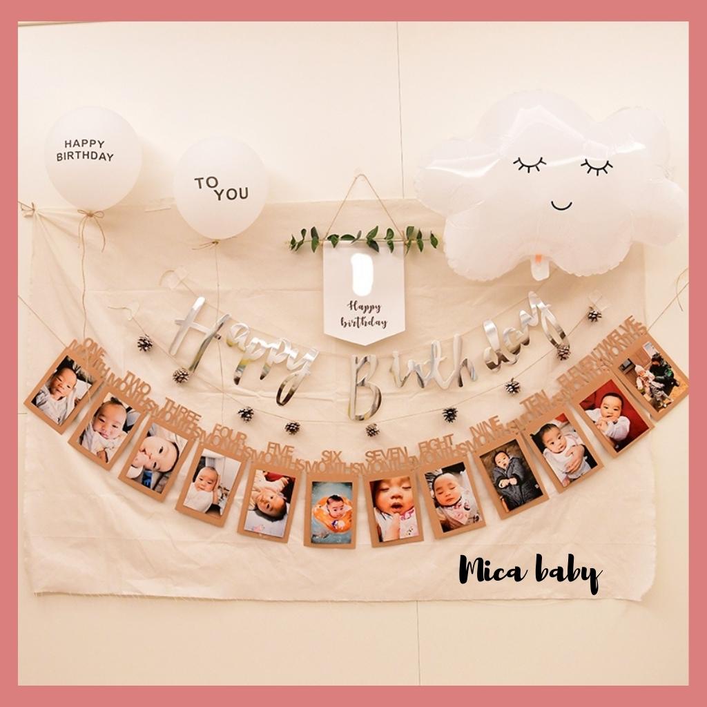 Cờ treo trang trí tiệc sinh nhật cho bé Mica baby