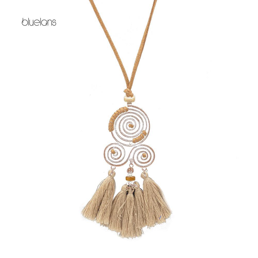 Vòng cổ Mặt Hình Xoắn Ốc Phối Tua Rua Phong Cách Bohemian Thời Trang Cho Nữ