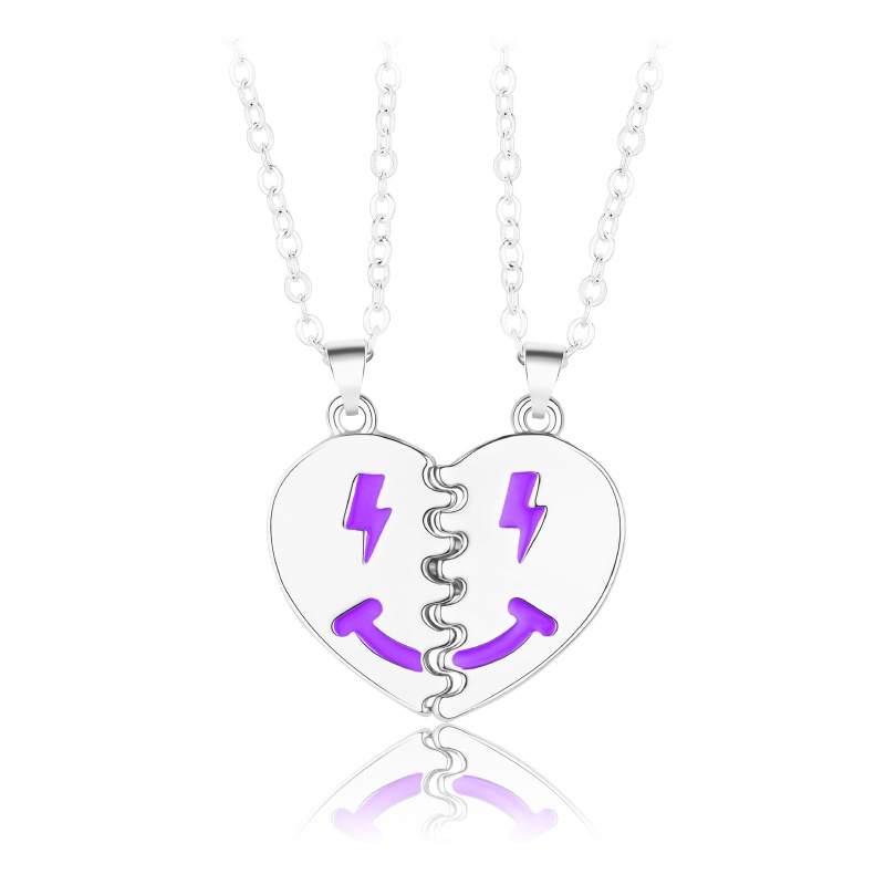 1 Cặp Vòng cổ Mặt Trái Tim Ghép Đôi Thời Trang