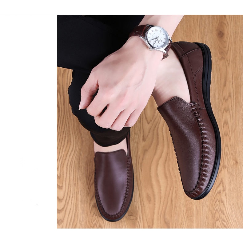 Giày Lười Da Bò Nam Cao Cấp, Chất Da Ý Mềm,Chất Lượng Hàng Việt, Đế Cao Su, Thiết Kế Giữ Dáng GD21