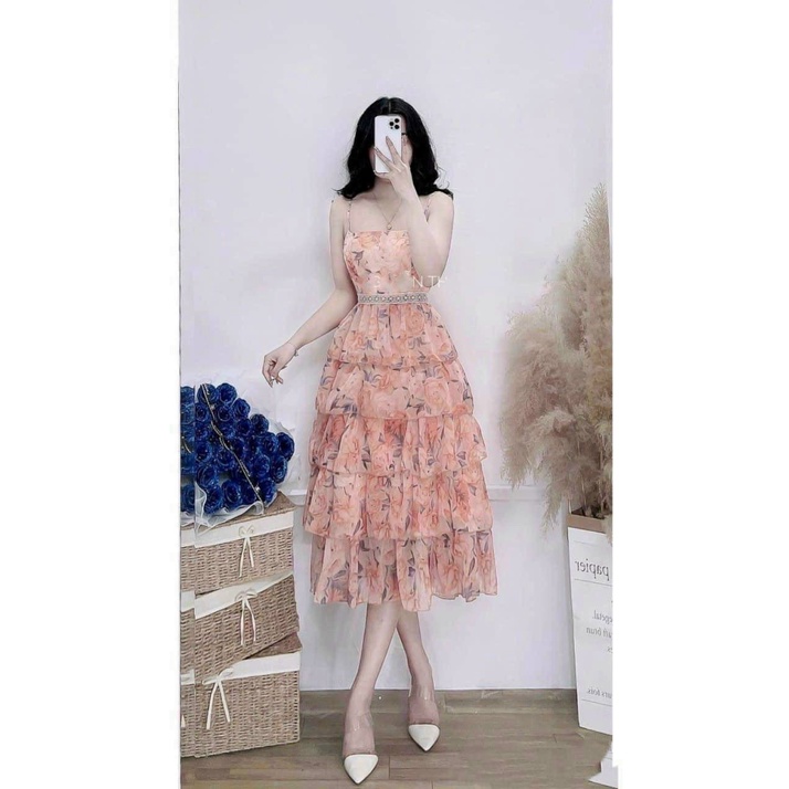 Đầm 2 Dây Xếp Tấng Chất Voan Có Mút Ngực Mặc Đẹp Dáng Xinh [NEW UNISEX]