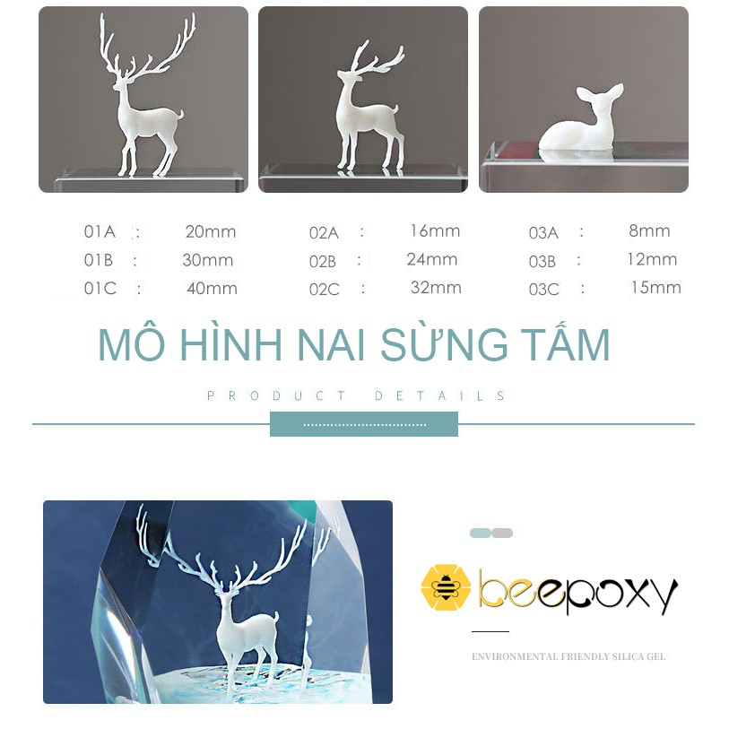 Mô Hình Nai Sừng Tấm - Trang Trí Resin