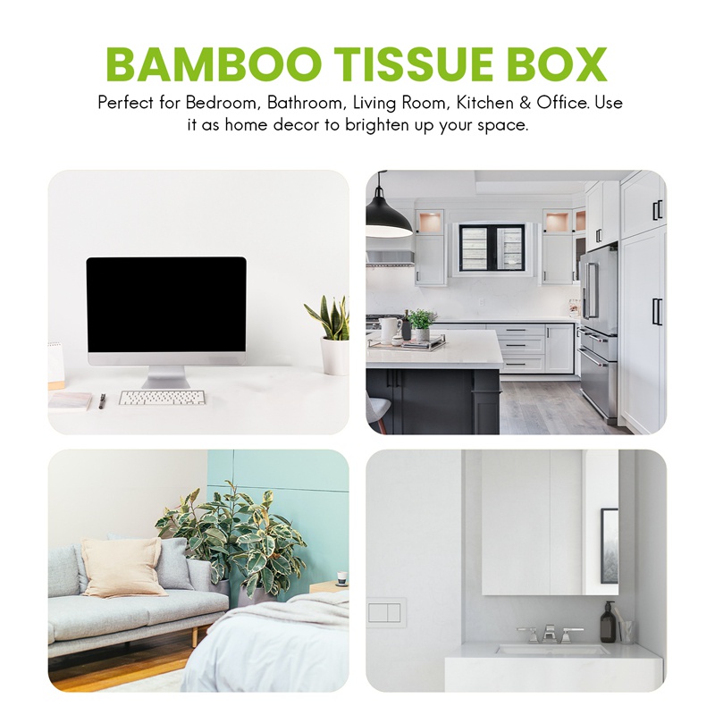 Hộp Đựng Khăn Giấy Bằng Tre Trong Suốt Hình Chữ Nhật Hiện Đại