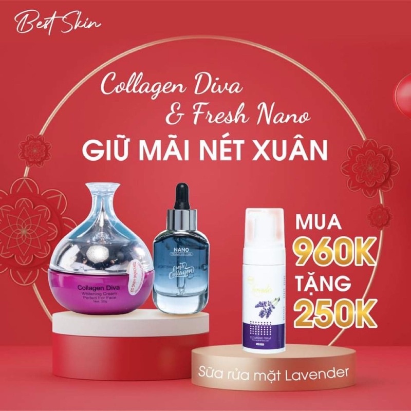 TẶNG SRM LAVENDER 250.000 - COMBO GIỮ MÃI NÉT XUÂN COLLAGEN DIVA VÀ SERUM NANO