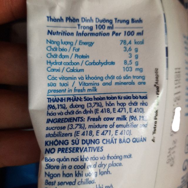 10 bịch sữa tươi Đà lạt milk 220ml