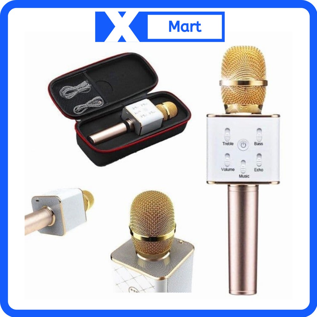 Micro Karaoke Blueooth Q7 giá rẻ - Micro không dây kết nối điện thoại, máy tính bảng hát karaoke công suất 6W