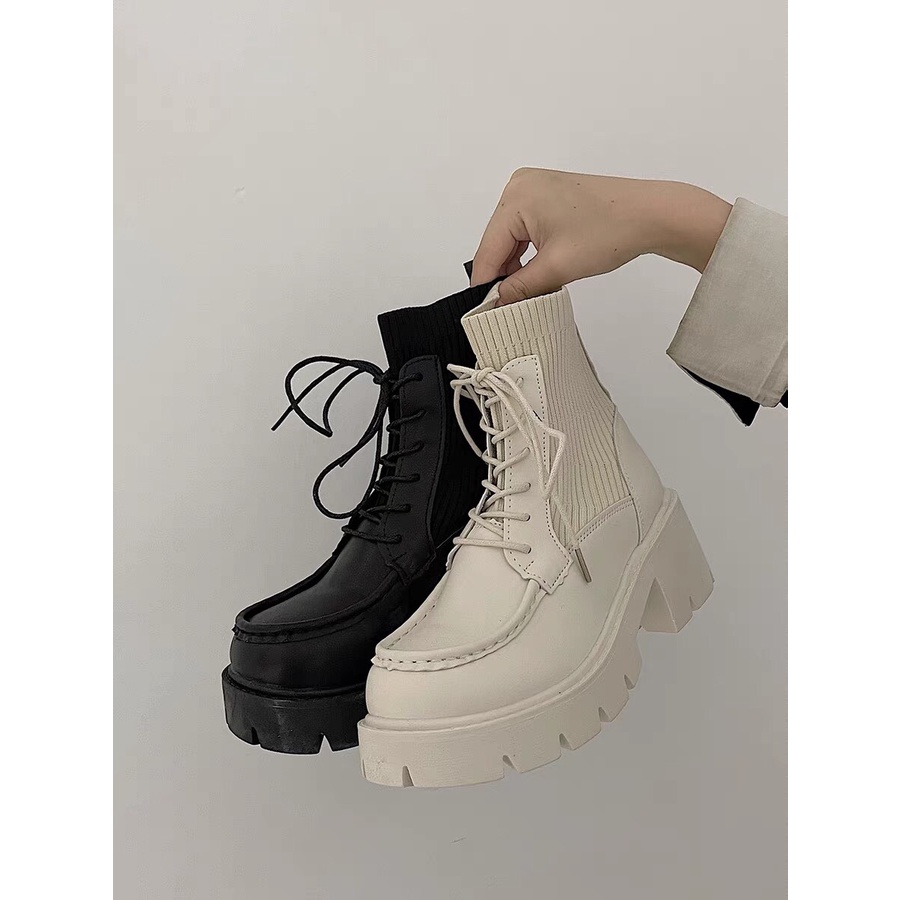 Bốt cổ lửng siêu xinh, boot nữ đế cao 6cm MAKKI SHOP