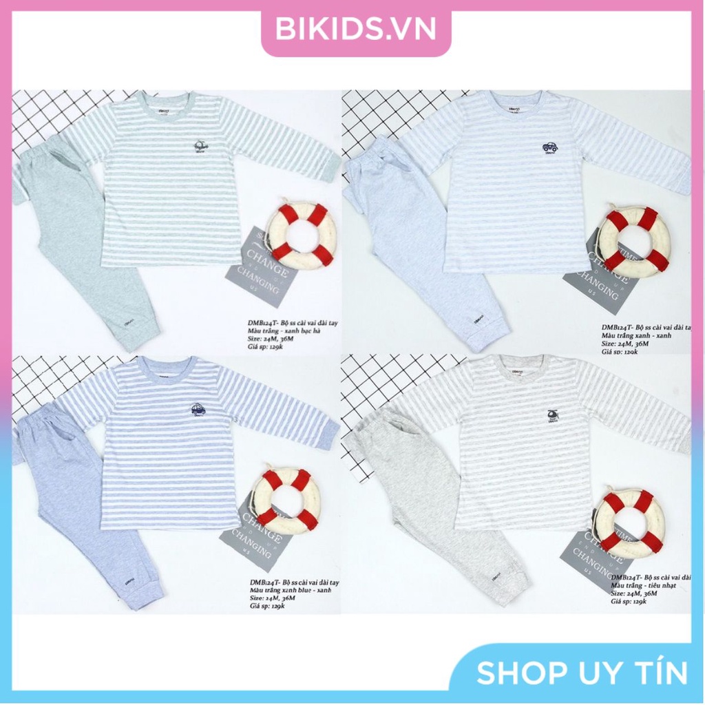 Dokma - Bộ dài tay kẻ BT 6-36m cotton mềm DMB124T