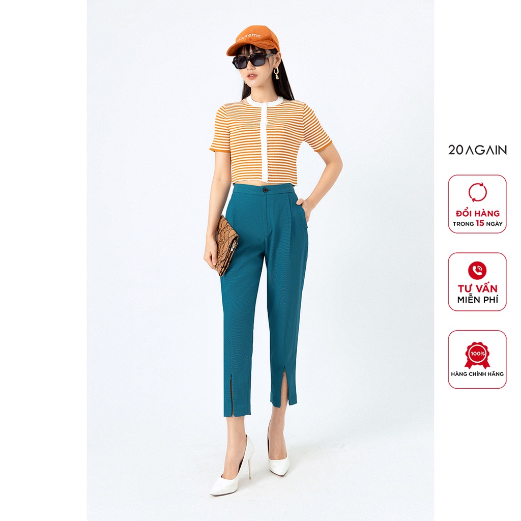Quần baggy nữ bo gấu 20AGAIN, hàng thiết kế phong cách công sở thanh lịch, tôn dáng QGA1897