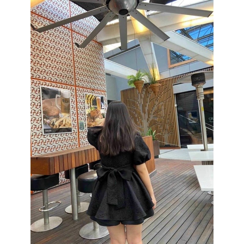 Áo BBD Tay Bồng Nơ Lưng Kristy 2Màu Chất Gấm Nhẹ