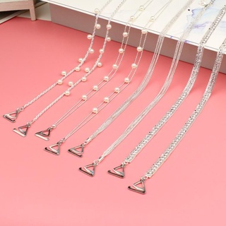 Dây Áo Ngực Trang Trí Có Thể Tháo Rời Cho Nữ, Chuỗi Kim Loại Bện Vai Chống Trượt Đính Ngọc Trai Giả Sang Trọng