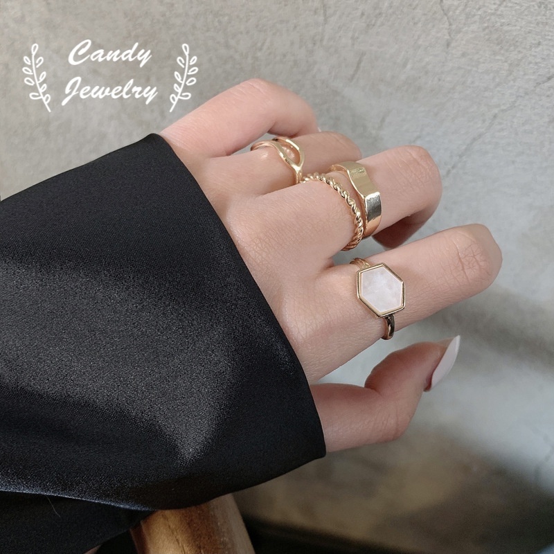 Set 4 Nhẫn Phong Cách Hàn Quốc Sành Điệu Thời Trang Cho Nữ