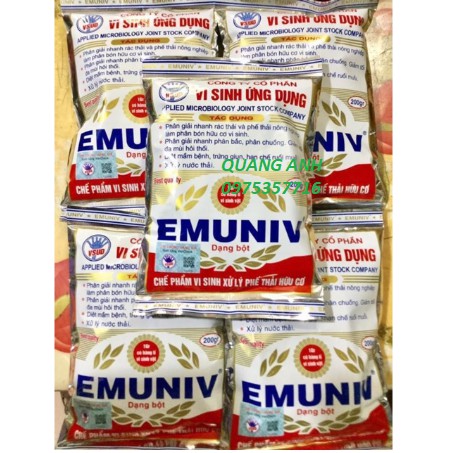 5 Gói - Chế Phẩm Vi Sinh Xử Lý Rác Thải Hữu Cơ Emuniv gói 200Gr