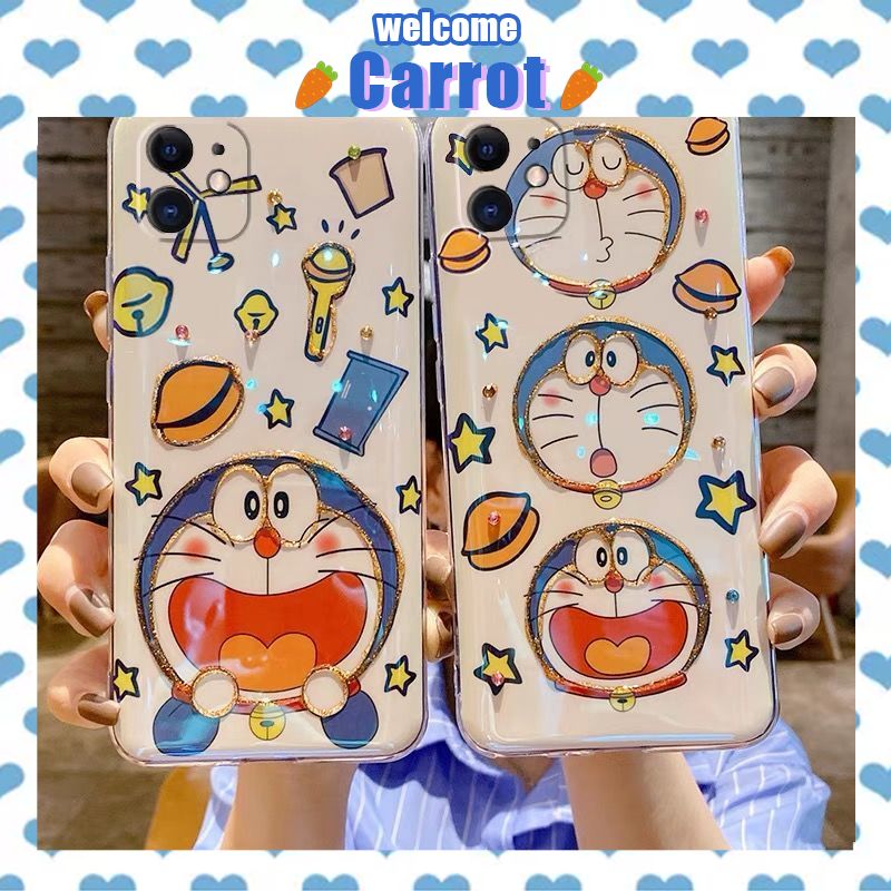 Cartoon Doraemon blue light water drill mobile phone case iPhone 7/7p/8/8p/x/xs/xsmax/xr/11/12/mini/pro/promax