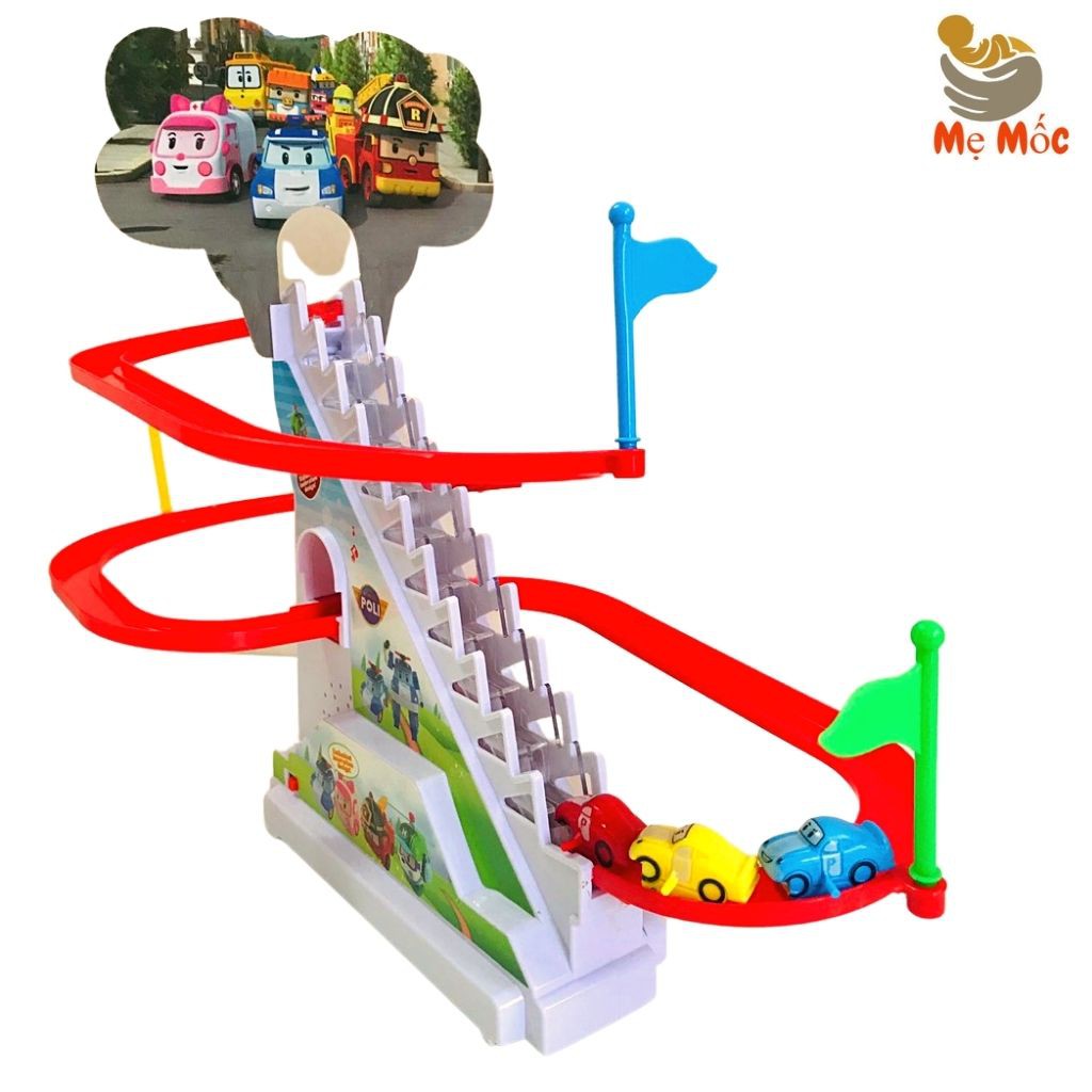 Đường Đua Robocar Poli - Bộ Mô hình Đồ Chơi Leo Thang, Bậc Thang - Cầu Trượt Vui Nhộn [Shop Mẹ Mốc] ,RBLT