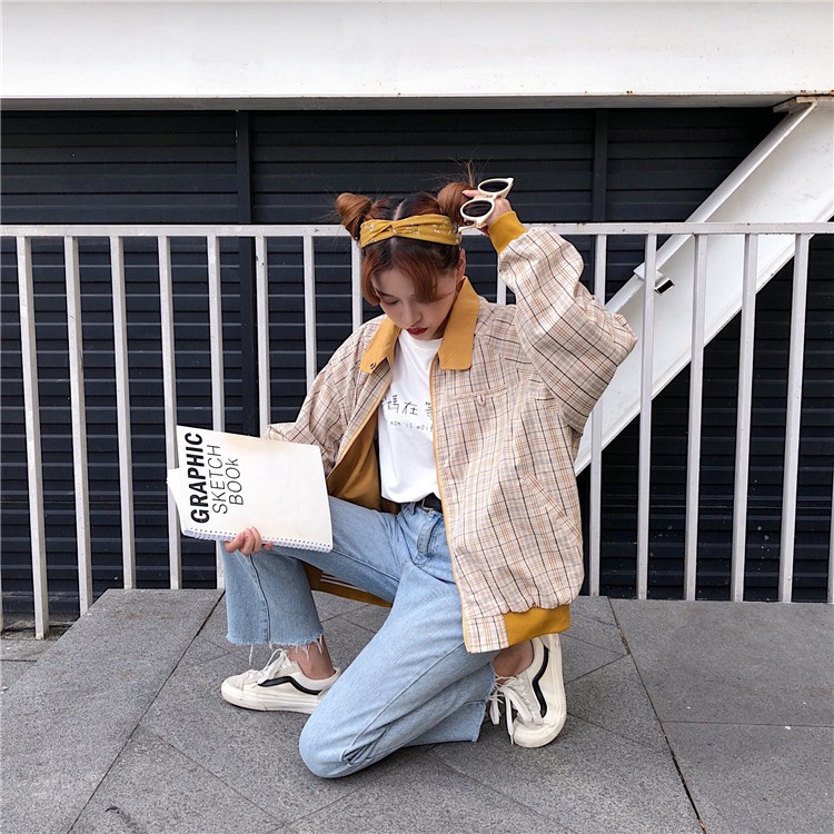 Áo khoác bomber vàng mặc được 2 mặt ULZZANG | BigBuy360 - bigbuy360.vn