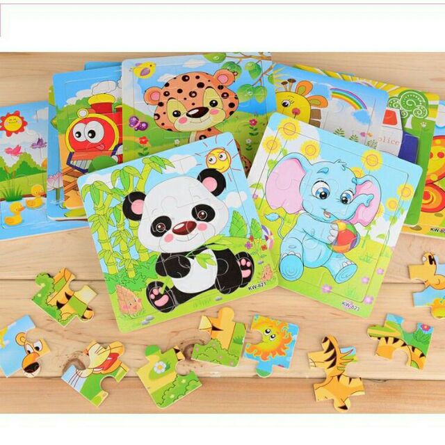 Combo 5 bộ tranh ghép hình bằng gỗ 16 mảnh cho bé