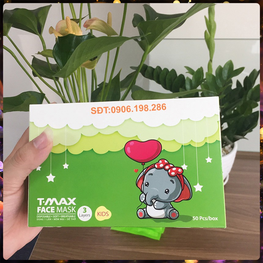 Khẩu Trang Y Tế Trẻ Em 💖HÀNG CHÍNH HÃNG💖 Khẩu Trang Kháng Khuẩn T.MAX, Hàng Cao Cấp Hộp 50 Chiếc Dày Dặn