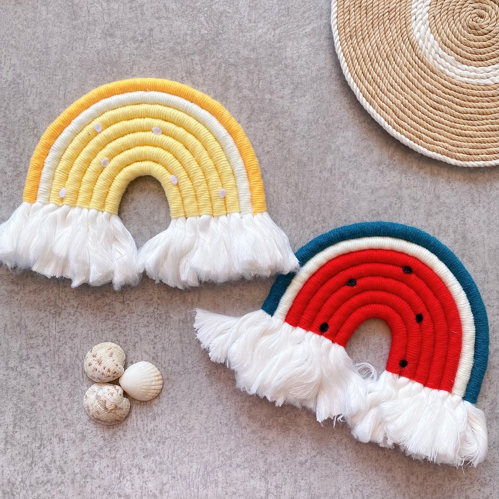 Macrame dưa hấu, chanh dây 17cm treo tường, decor phòng