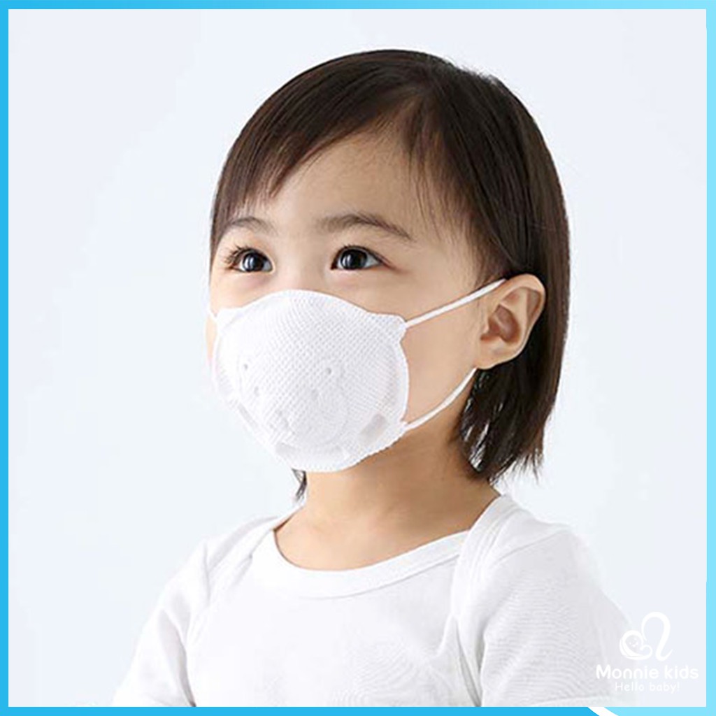 Khẩu trang gấu cho bé Pigeon 3 lớp, khẩu trang trẻ em kháng khuẩn 12m+- Monnie Kids