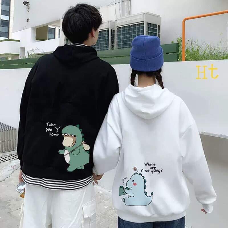 Áo đôi hooidie khủng Long kéo bạn túm đuôi HT12