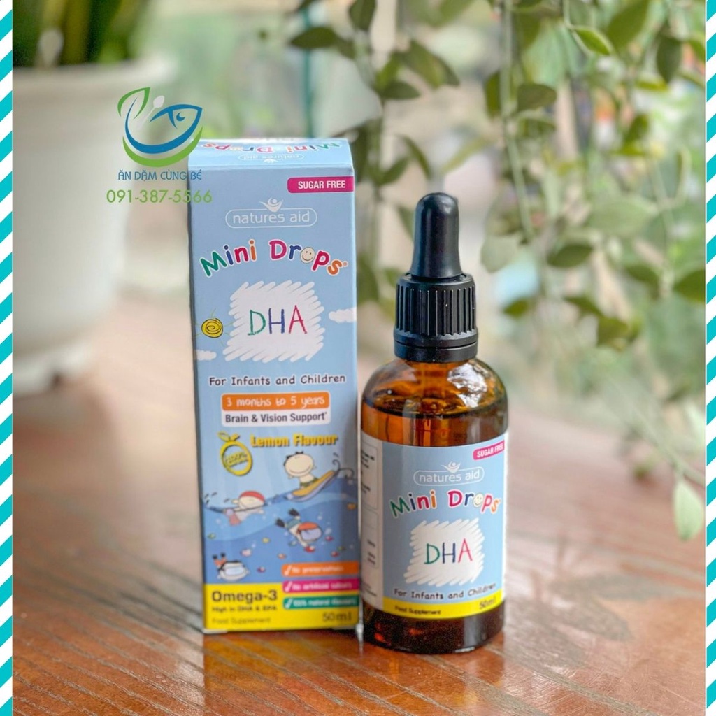 Dầu cá omega 3 Dha drop cho bé Natures Aid thuốc bổ mắt não 85054