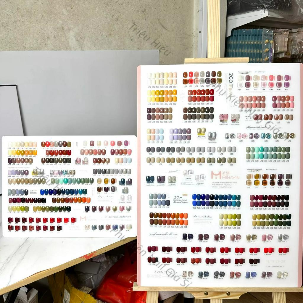 Set sơn 200 màu đủ màu gel thạch nhũ tone Hàn Quốc tặng kèm 2 bảng màu to kèm khung gỗ trưng bày