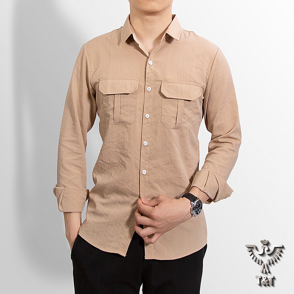 áo sơ mi nam kiểu dáng hàn quốc chất đũi xước loại đẹp vải thoáng mát tốt cho da SM403 | BigBuy360 - bigbuy360.vn