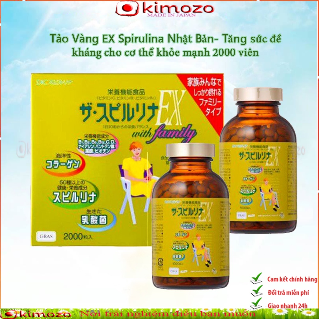 Tảo vàng Spirulina EX Nhật Bản tăng cường hệ thống miễn dịch cho cơ thể - Kimozo