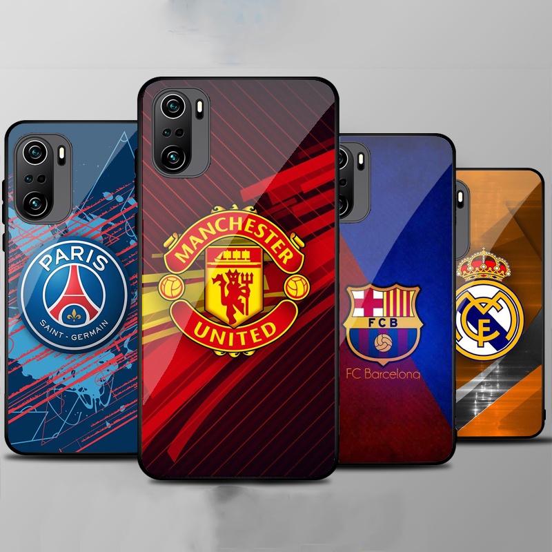 Ốp Lưng Xiaomi Poco F3 / Redmi K40 / K40 Pro, K40 Gaming mặt kính cường lực cao cấp In hình Câu Lạc Bộ Bóng Đá