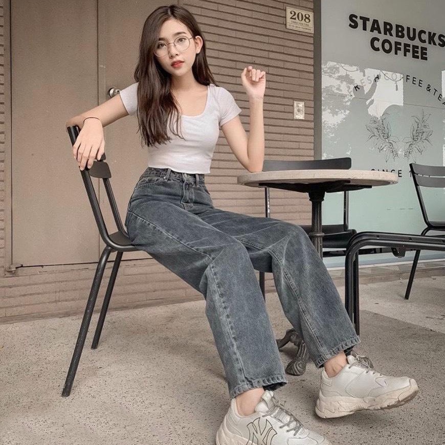 Quần Jeans Nữ Ống Rộng Cao Cấp OHS3100 | WebRaoVat - webraovat.net.vn