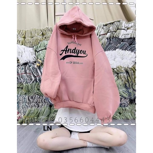 Áo hoodie Andyou cotton nỉ LN12
