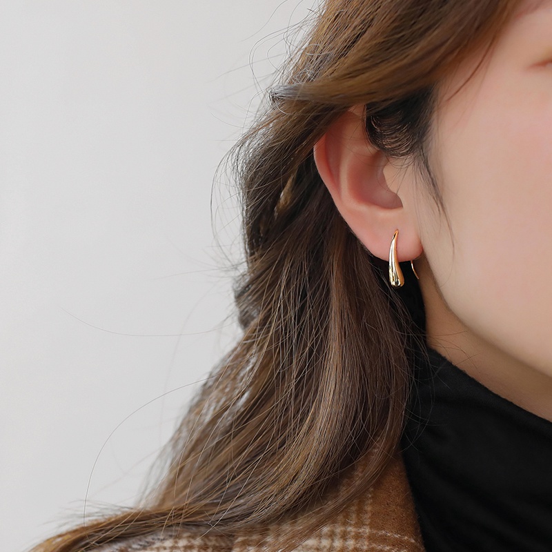 Bông Tai Basic , Khuyên tai nữ titan hình giọt nước đơn giản Retro, Vintage Ivy.acc H56