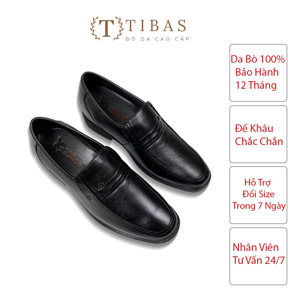 Giày Da Nam Tăng Chiều Cao 6cm TIBAS, Giày Da Trung Niên Cao Cấp- 8911