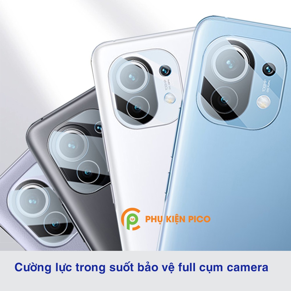 Cường lực camera Mi 11 full cụm camera trong suốt khoét lỗ cảm biến và flash – Dán camera Xiaomi Mi 11