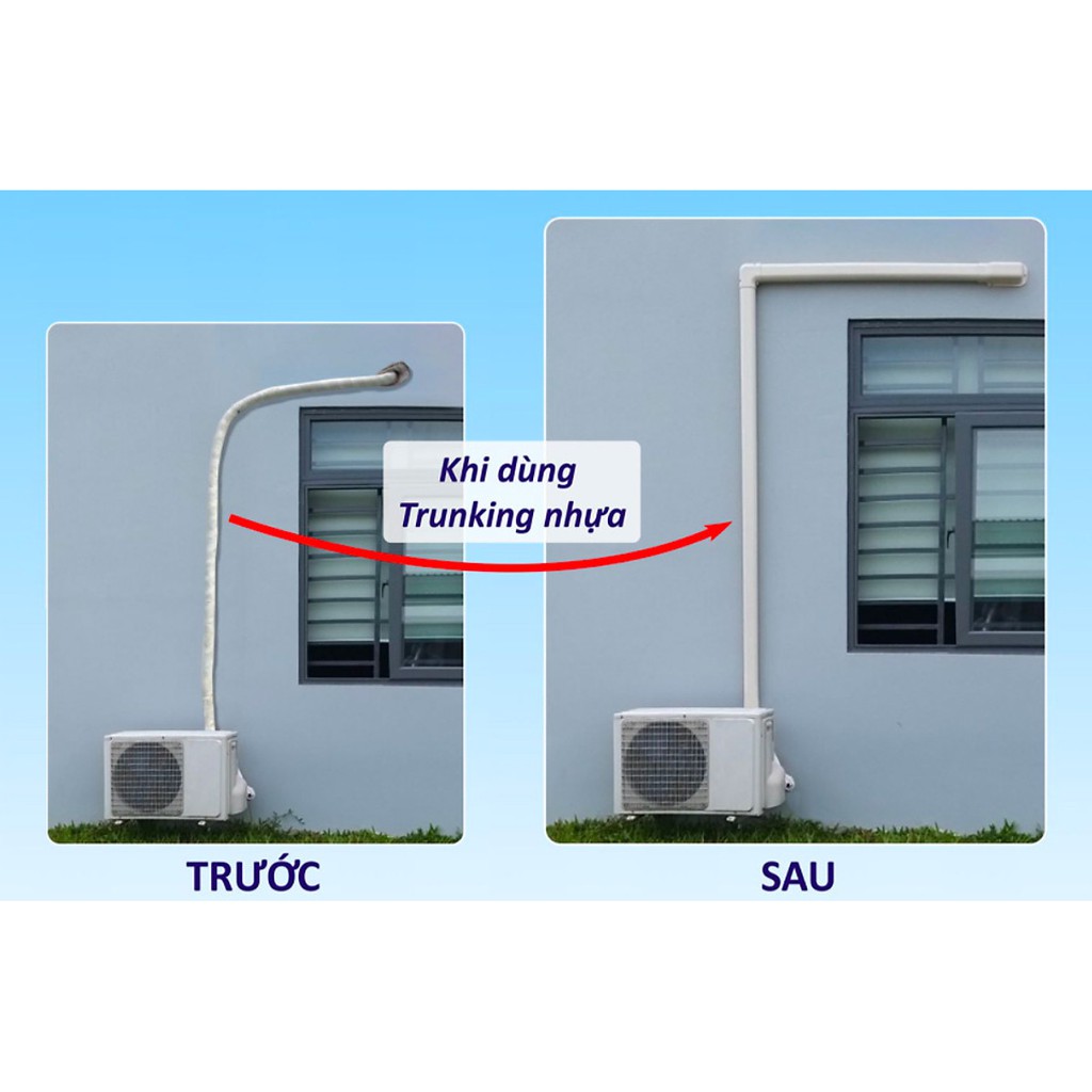PHỤ KIỆN CHỤP VUÔNG TƯỜNG- Hộp che ống gas điều hòa - Trunking Nhựa - Giải pháp thẩm mỹ
