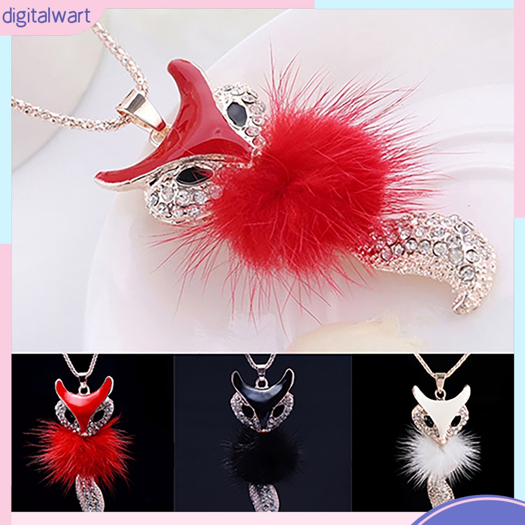 Dây chuyền dài mặt hồ ly phối bông tua rua mềm mịn sang trọng cá tính dành cho nữ