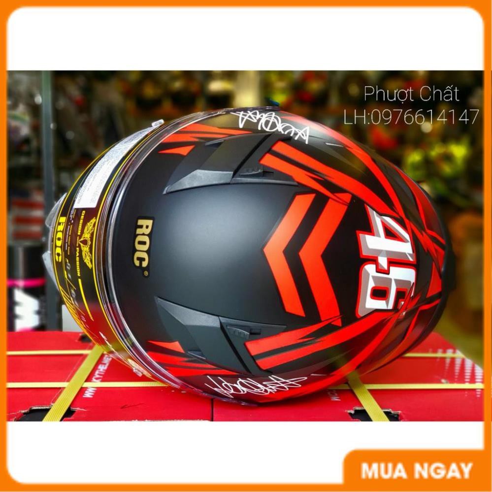 Giá Tận Kho - Mũ bảo hiểm Fullface chính hãng Roc R01 tem 46 đỏ