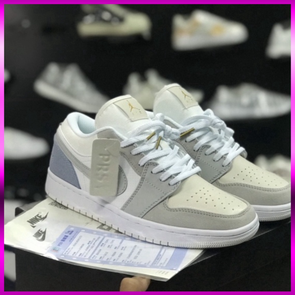 Giày Thể Thao 𝐉𝐨𝐫𝐝𝐚𝐧 Xám Xanh Paris Cổ Thấp, Giày Sneaker JD Low Xám Gót Xanh Nam Nữ Mới Nhất - Full B