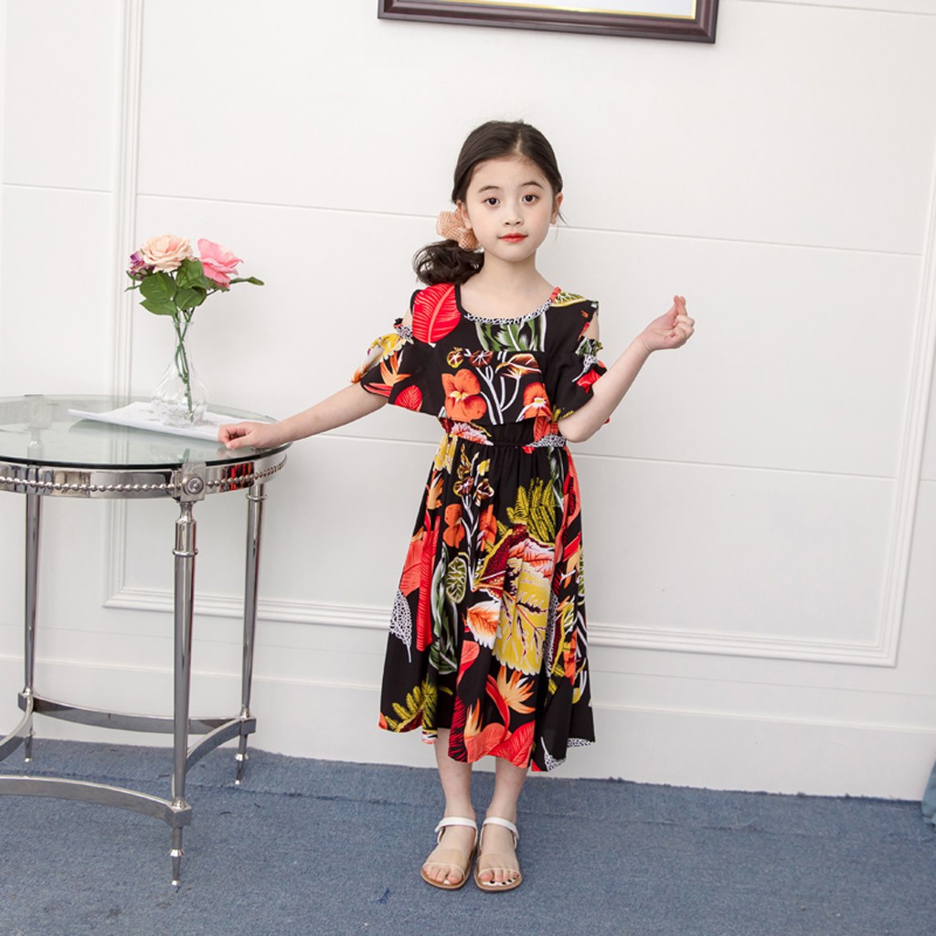 Đầm Công Chúa In Hoa Cho Bé Gái