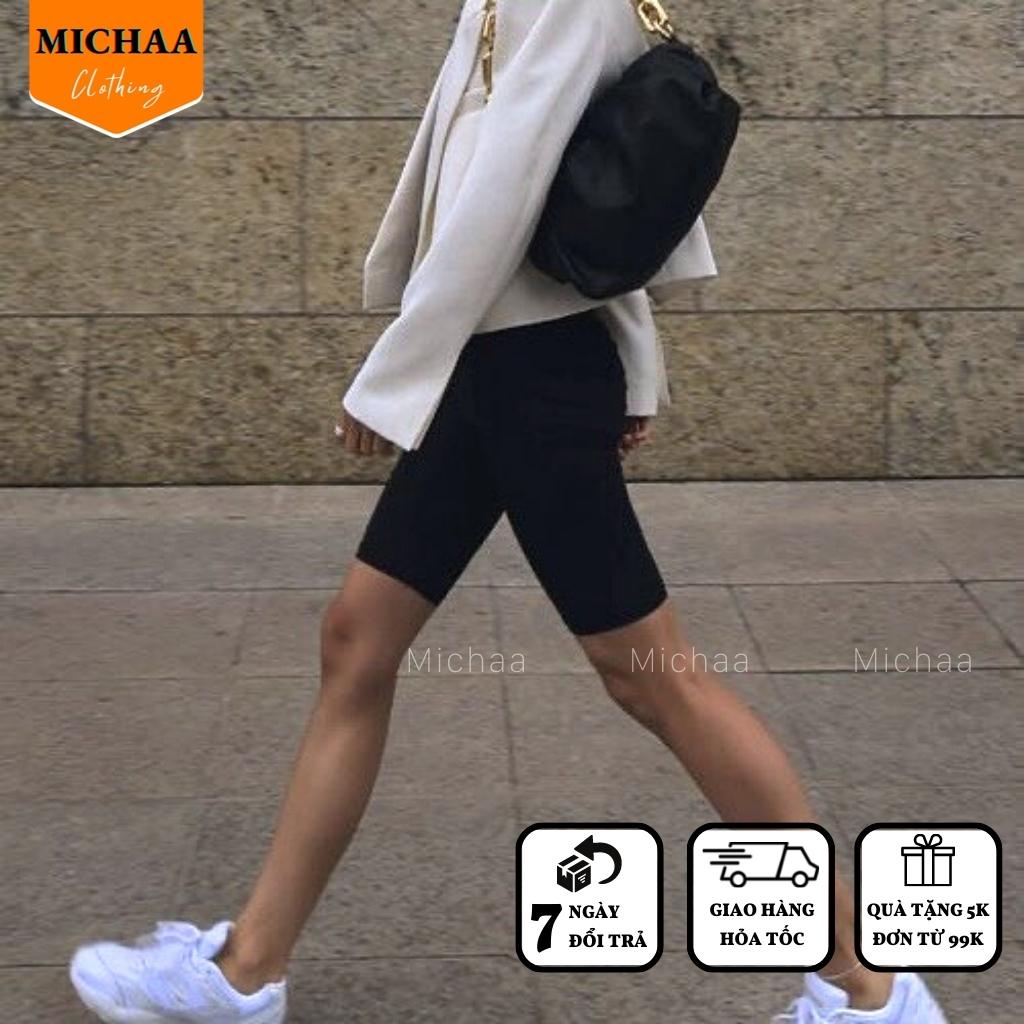 Quần LEGGING Nữ Lửng Chất Thun Thái, Quần Legging Đùi Cạp Cao Dáng Ôm Mặc Tập Gym Yoga Freesize MICHAA QU05