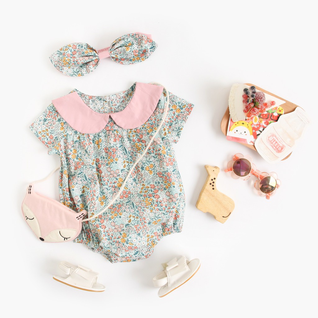 Áo Liền Quần Sanlutoz Phong Cách Mùa Hè Kèm Băng Đô Đáng Yêu Cho Bé Gái