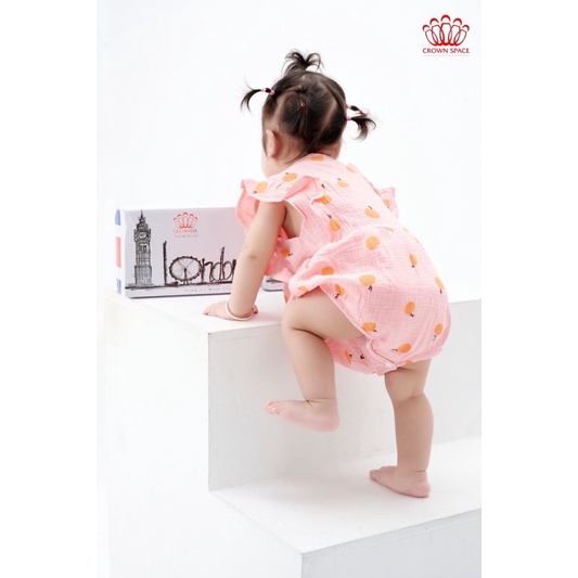 Đồ Bộ Sơ Sinh Bé Gái Chính Hãng CrownSpace Họa Tiết Trái Dứa CKGS2911304 - Thoáng Mát,Thấm Hút Mồ Hôi - Size 1 đến 7