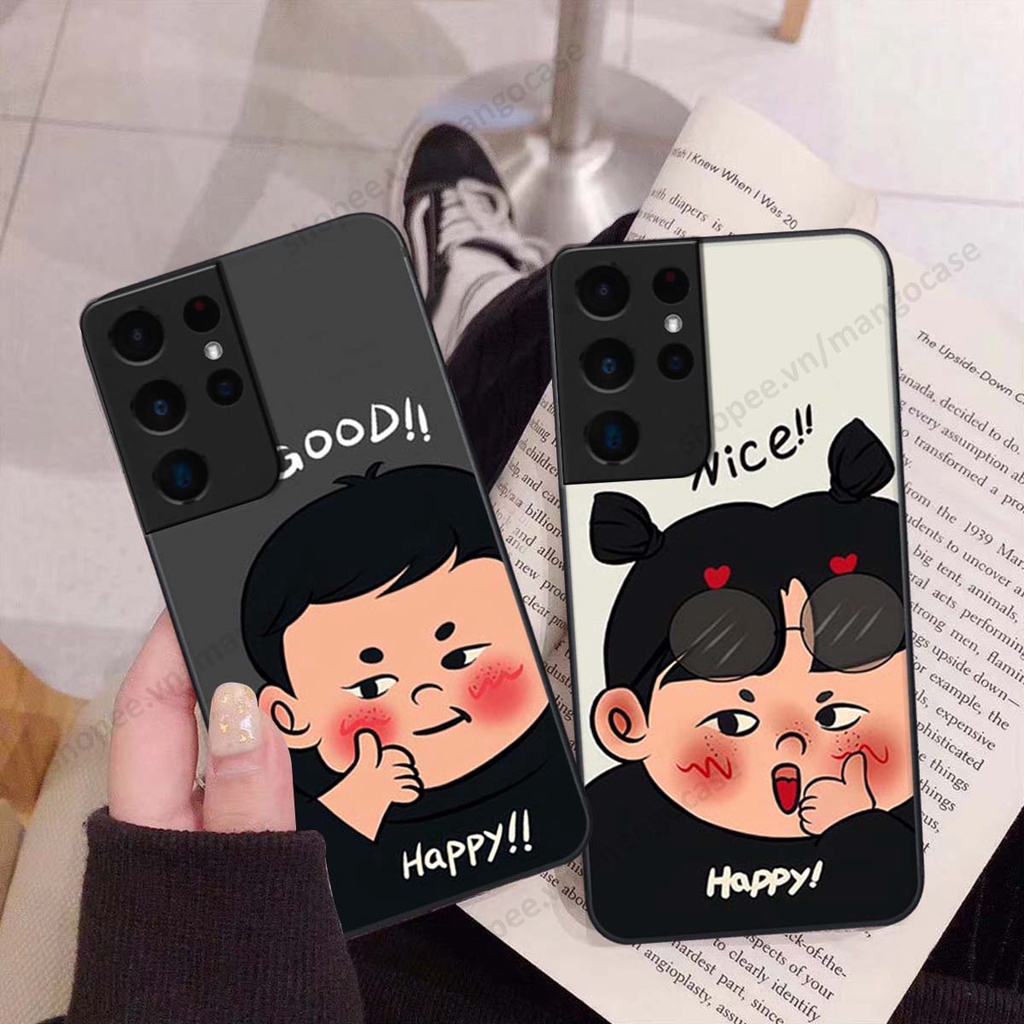 Ốp lưng Samsung S21 Ultra in hình happy nice, bé gấu đáng yêu
